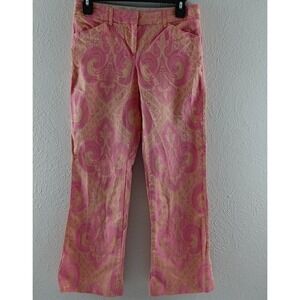 Vintage Y2K Express Low Rise Silk Blend Pink & Orange Editor Pants Size 0